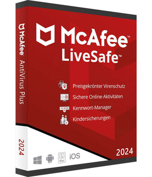 McAfee Livesafe 2024 1 Gerät 1 Jahr für Mac/Windows/Tablet